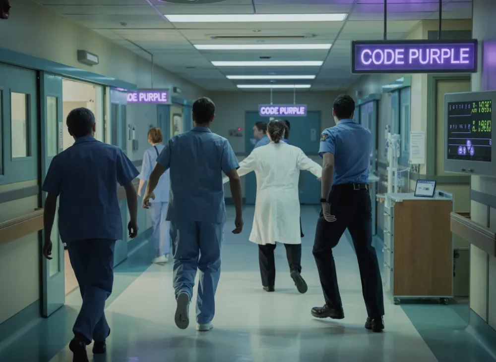 What is code purple in a hospital?