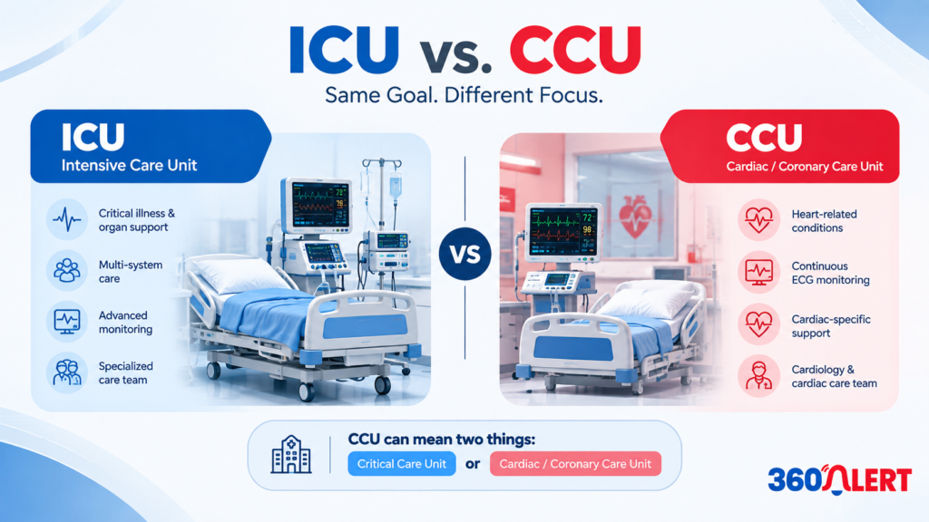 ICU vs. CCU key differences at a glance