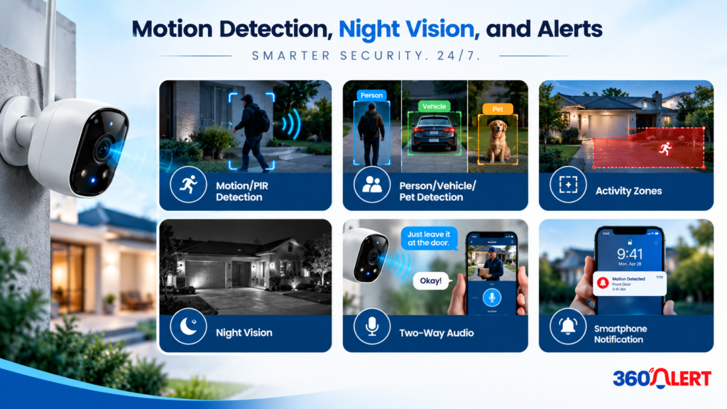Motion Detection, Night Vision, and Alerts